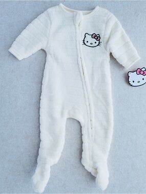 Hello Kitty Baby Girls Plush Soft Faux Fur Footie Pajamas Ivory Size NWT NEW